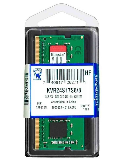 Memoria RAM DDR4 8GB Laptop 2400mhz Kingston Kvr24s17s8/8