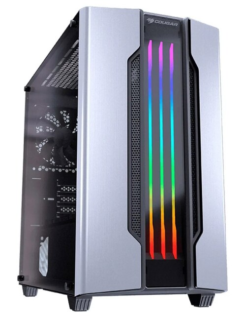 Gabinete Gamer Cougar Gemini M Iron Cristal Templado RGB plata