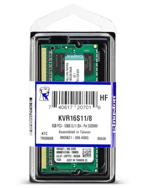Memoria RAM Laptop DDR3 8 GB 1600 MHz Kingston KVR16S11/8
