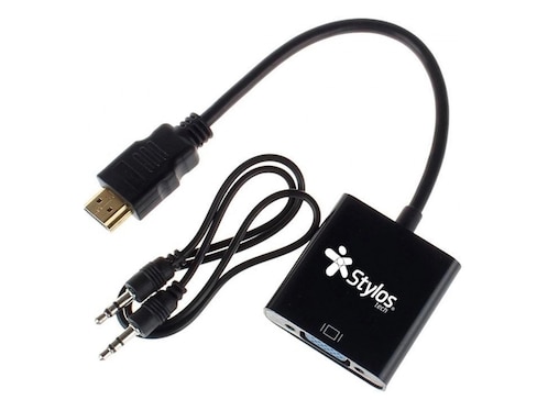 Adaptador Stylos HDMI a VGA + Cable Audio 3.5 mm 15 cm negro STACHV1B