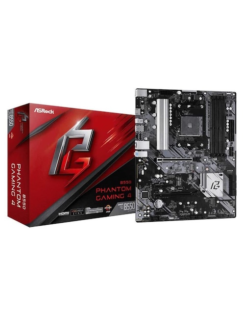 Tarjeta madre Asrock B550 PHANTOM Gaming 4 con procesador AMD