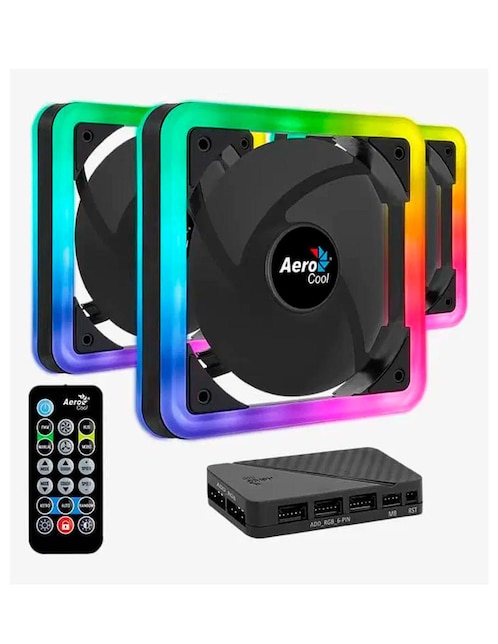 AEROCOOL Set 3 Ventiladores Aerocool Edge 14 PRO ARGB 140mm + Control