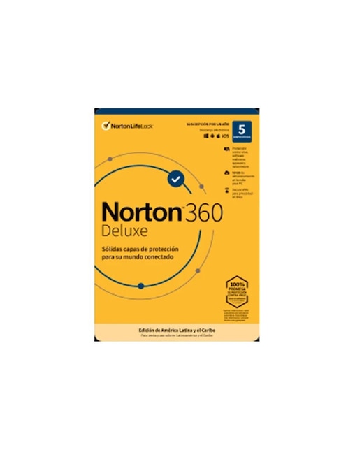 Licencia Antivirus Norton 360 Deluxe Personal 5 Dispositivos TMNR-034