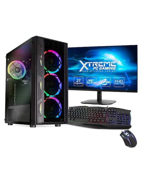 Computadora gamer Xtreme PC Gaming XTBRR516GBRENOIRMV1 27 pulgadas full HD Ryzen 5 AMD Radeon 16 GB 3 TB HDD 240 GB SSD con Kit de teclado y mouse