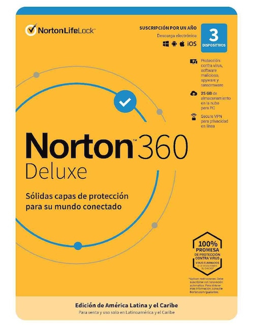 Norton 360 Deluxe Antivirus Norton para 3 usuarios