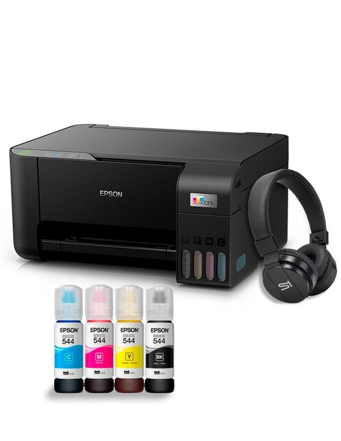 Multifuncional Epson EcoTank L3210 de tinta continua alámbrica a color + audífonos