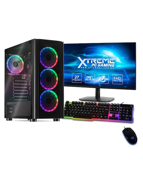 Computadora Gamer Xtreme PC Gaming XTXZR516GBRENOIR 27 Pulgadas Full HD AMD Ryzen 5 AMD Radeon 16 GB RAM 3 TB HDD 240 GB SSD