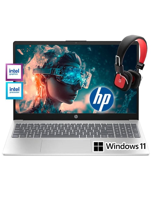 Laptop HP 15-fd0081wm + diadema 15.6 pulgadas HD Intel Pentium Intel UHD Graphics 8 GB RAM 128 GB SSD