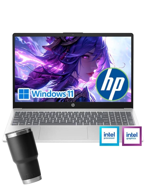 Laptop HP 15-fd0081wm + termo 15.6 pulgadas HD Intel Pentium Intel UHD Graphics 4 GB RAM 128 GB SSD