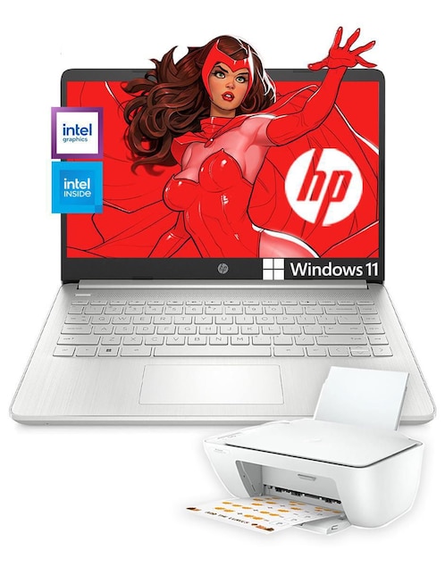 Laptop HP 14-dq0522la + Impresora 14 pulgadas HD Intel Celeron Intel UHD 600 4 GB RAM 128 GB SSD