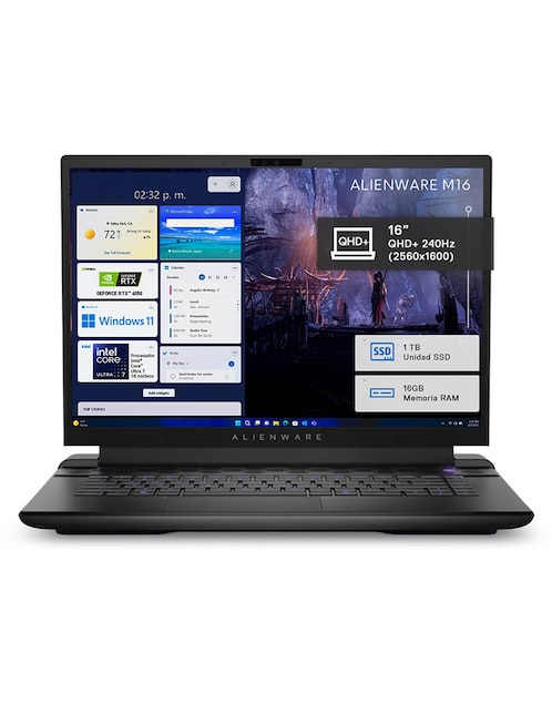 Laptop gamer Dell Alienware NB AM16 R2 16 pulgadas WQHD intel core ultra 7 NVIDIA GeForce RTX 4050 16 GB RAM 1 TB SSD
