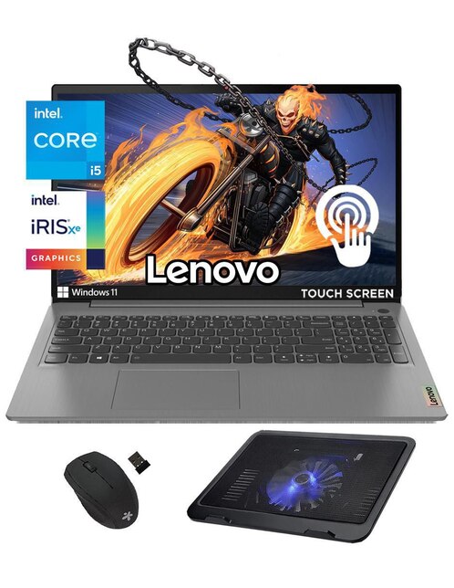 Laptop Lenovo Ideapad 3 15.6 Pulgadas Full HD Intel Core i5 Intel Iris Xe 8 GB RAM 512 GB SSD + Mouse + Base Enfriadora