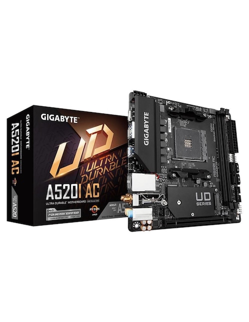 Tarjeta madre Gigabyte A520I AC con procesador AMD