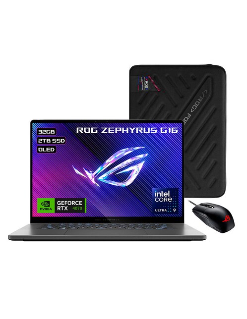 Laptop gamer Asus ROG Zephyrus G16 16 pulgadas 2K Intel Core Ultra 9 NVIDIDA GeForce RTX 4070 32 GB RAM 2 TB SSD