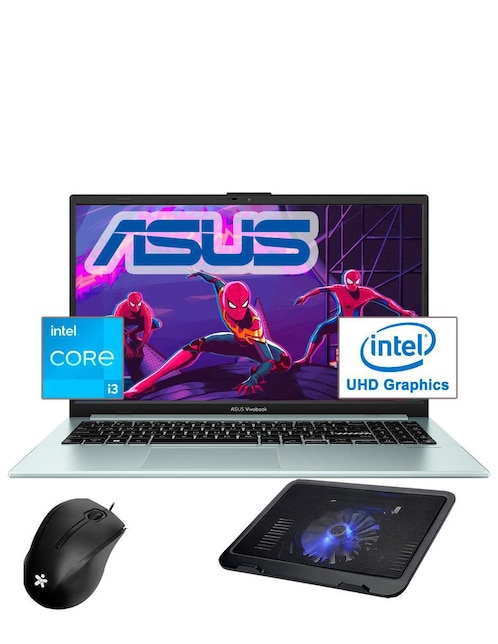 Laptop ASUS Vivobook Go 15 15.6 pulgadas Full HD Intel Core i3 Intel UHD Graphics 8 GB RAM 128 GB SSD + base enfriadora y mouse