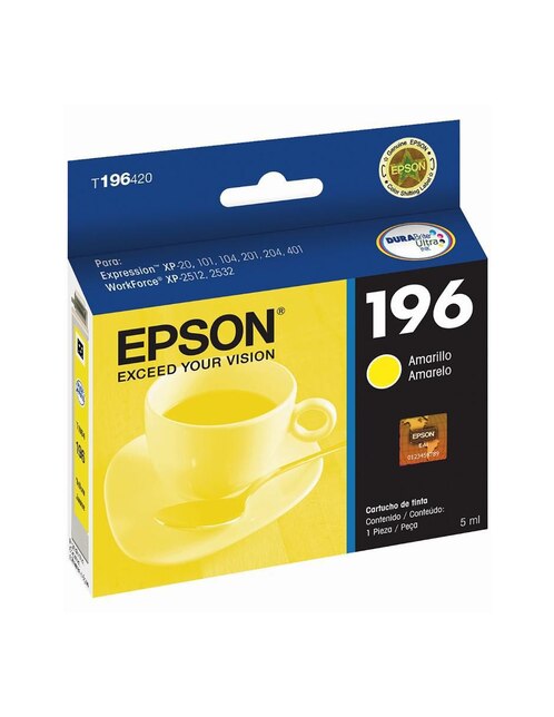 Cartucho tinta original Epson T196 amarillo