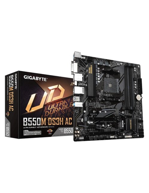 Tarjeta madre Gigabyte B550M DS3H AC con procesador AMD