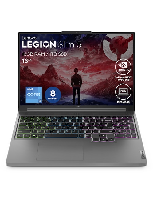 Laptop gamer Lenovo Legion 83dh004glm 16 pulgadas wqxga AMD Ryzen 7 NVIDIA Geforce RTX 4060 16 GB RAM 1 TB SSD