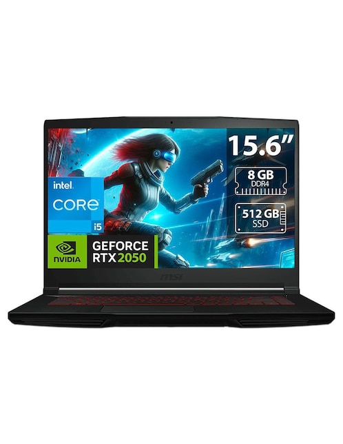 Laptop gamer MSI Thin GF63 15.6 pulgadas full HD Intel Core i5 Nvidia GeForce RTX 2050 8 GB RAM 512 GB SSD