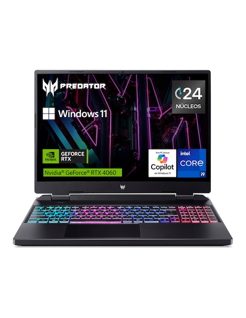 Laptop gamer Acer Predator Helios Neo 16 pulgadas wqxga Intel Core i9 NVIDIA Geforce RTX 4060 16 GB RAM 1 TB SSD