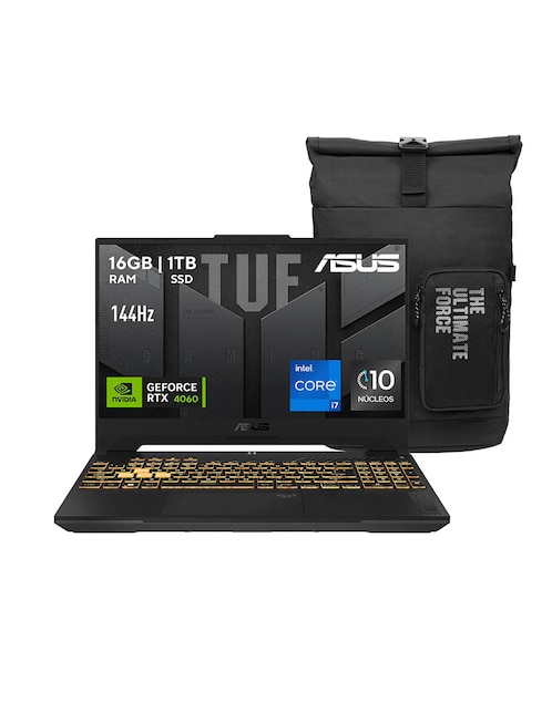 Laptop gamer Asus Tuf Gaming f15 15.6 pulgadas Full HD Intel Core i7 NVIDIA Geforce RTX 4060 16 GB RAM 1 TB SSD