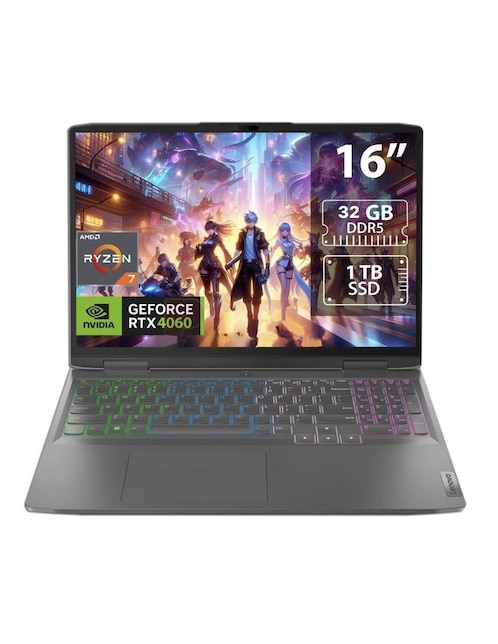 Laptop Gamer Lenovo LOQ 16APH8 16 pulgadas WUXGA AMD Ryzen 7 NVIDIA GeForce RTX 4060 32 GB RAM 1 TB SSD