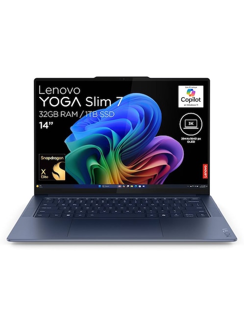 Laptop Lenovo Yoga slim 7 14.5 pulgadas 3k Snapdragon X Elite integradas 32 GB RAM 1 TB SSD