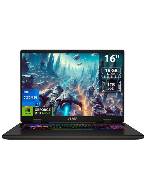 Laptop gamer MSI Sword 16HX 16 pulgadas Full HD Intel Core i7 NVIDIA Geforce RTX 4060 16 GB RAM 1 TB SSD