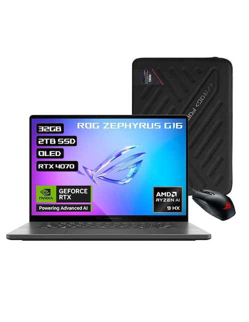 Laptop gamer ASUS ROG Zephyrus G16 16 pulgadas 2K AMD Ryzen AI 9 HX 370 NVIDIA GeForce RTX 4070 32 GB RAM 2 TB SSD