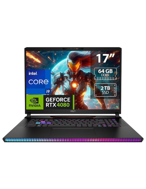 Laptop Gamer MSI Raider GE78HX 17 pulgadas Full HD+ Intel Core i9 NVIDIA GeForce RTX 4080 64 GB RAM 2 TB SSD