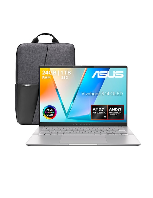 Laptop Thin & Light ASUS Vivobook S 14 OLED 14 pulgadas WUXGA AMD Ryzen AI 9 AMD Radeon 24 GB RAM 1 TB SSD