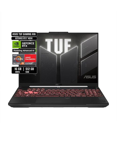 Laptop gamer Asus TUF Gaming A16 16 pulgadas Full HD+ AMD Ryzen 5 NVIDIA GeForce RTX 4050 16 GB RAM 512 GB SSD