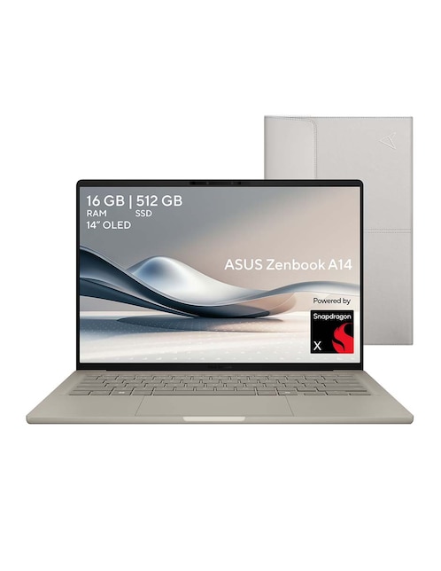 Laptop thin & light Asus Zenbook A14 14 pulgadas WUXGA Snapdragon X Qualcomm Adreno 16 GB RAM 512 GB SSD