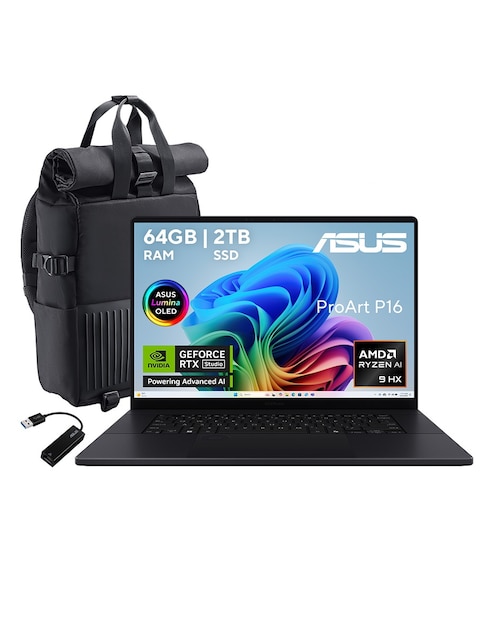 Laptop Thin & Light touch Asus Proart 16 pulgadas 4K/UHD AMD Ryzen ai 9 Nvidia Geforce RTX 5070 64 GB RAM 2 TB SSD