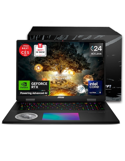 Laptop gamer Msi Titan 18 Hx dragon edition Norse myth a2xwjg-627mx 18 pulgadas UHD+ Intel Core Ultra 9 Nvidia Geforce RTX 5090 64 GB Ram 6 TB SSD