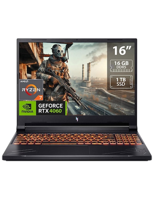 Laptop Gamer Acer Acer Nitro V 16 pulgadas WUXGA AMD Ryzen 7 NVIDIA GeForce RTX 4060 16 GB RAM 1 TB SSD