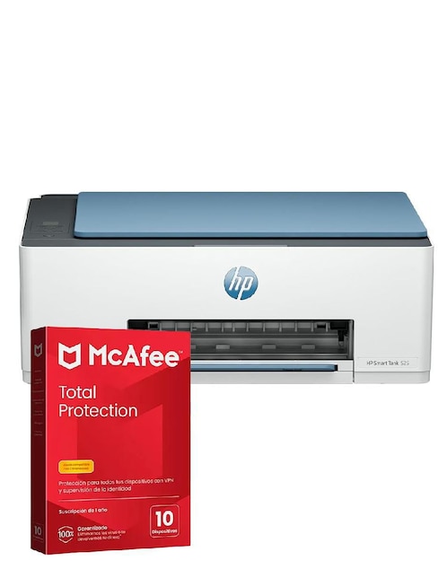 Multifuncional Hp Smart Tank 525 + Antivirus digital Mcafee Total Protection de inyección de tinta alámbrica a color