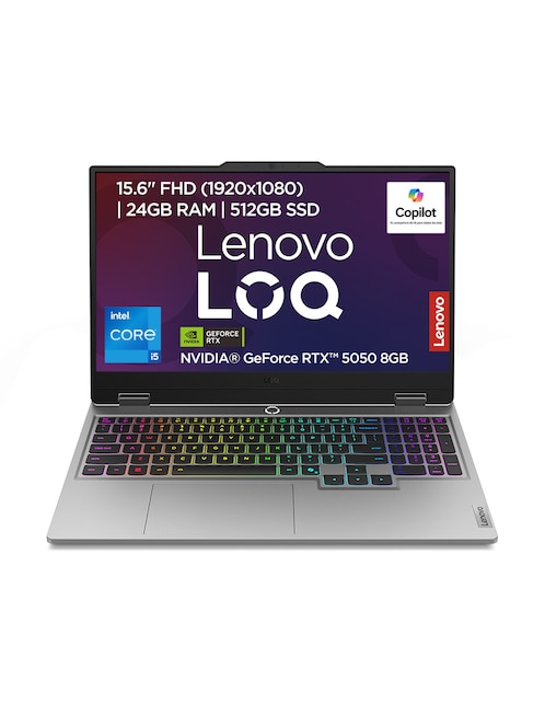 LENOVO Laptop gamer Lenovo 83JE001WLM 15.6 pulgadas Full HD Intel Core i5 NVIDIA GeForce RTX 5050 24 GB RAM 512 GB SSD