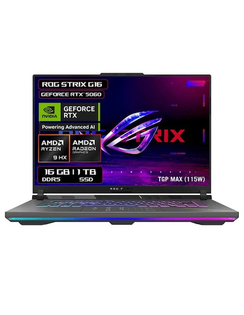 ASUS Laptop gamer Asus ROG Strix G16 16 pulgadas Full HD AMD Ryzen 9 NVIDIA GeForce RTX 5060 16 GB RAM 1 TB SSD