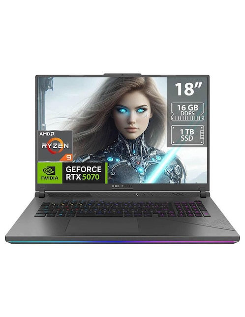ASUS Laptop gamer asus ROG Strix G18 18 pulgadas WQXGA AMD Ryzen 9 NVIDIA GeForce RTX 5070 16 GB RAM 1 TB SSD