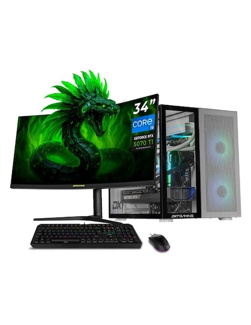 DXT GAMING Computadora Gamer DXT Gaming DXTI932GB55070MTIT7 34 pulgadas UWQHD Intel Core i9 NVIDIA GeForce RTX 5070 Ti 32 GB RAM 2 TB SSD