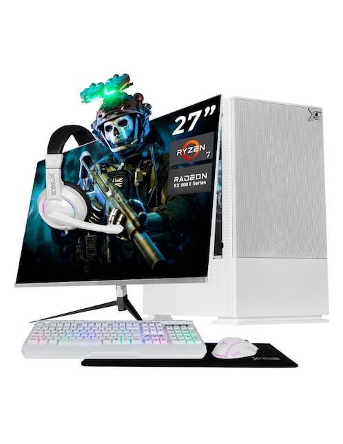 XTREME PC GAMING Computadora gamer Xtreme Pc Gaming XTPCR732GB9060MAFW 27 pulgadas Full HD AMD Ryzen 7 AMD Radeon RX 9060 32 GB RAM 1 TB SSD