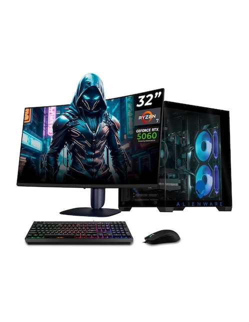Computadora gamer XTPCR716GB5060MAE 32 pulgadas QHD AMD Ryzen 7 NVIDIA GeForce RTX 5060 16 GB RAM 1 TB SSD 1