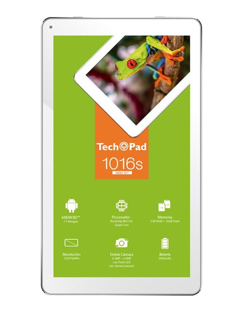 Tablet Techpad 10 Pulgadas 1016s White Quad Core 1G RAM-16G Flash Doble Cámara (0.3mp+5.0mp) Android 6.0