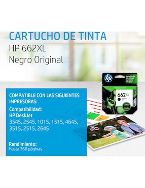 Cartucho de Tinta HP 662XL negra Original