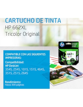 Cartucho de Tinta HP 662XL Tricolor Original
