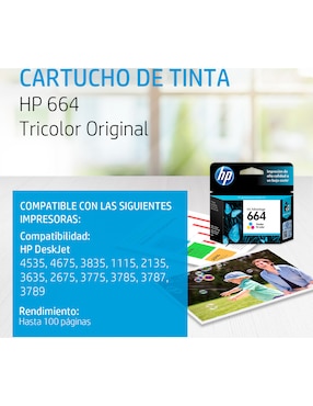 Cartucho de Tinta HP 664XL Tricolor Original