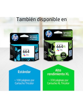 Cartucho de Tinta HP 664XL Tricolor Original
