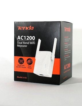 Repetidor WiFi de Doble Banda AC1200 Tenda 2 Antenas A18 blanco