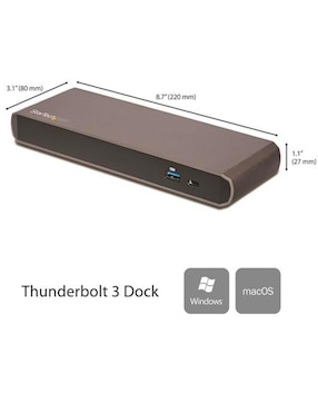 Dock Thunderbolt 3 para Dos Pantallas 4K con 3x Puertos USB 3.0 Startech.com